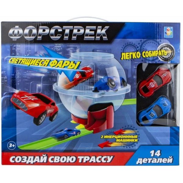 Игровой набор 1TOY Форстрек автодром, гоночная машина [т16059]